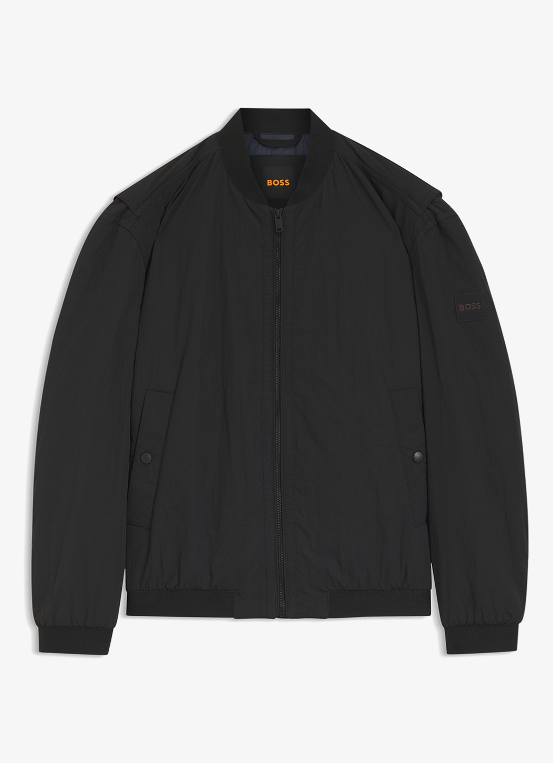 BOSS Bomber jack met logo - voorkant zwart