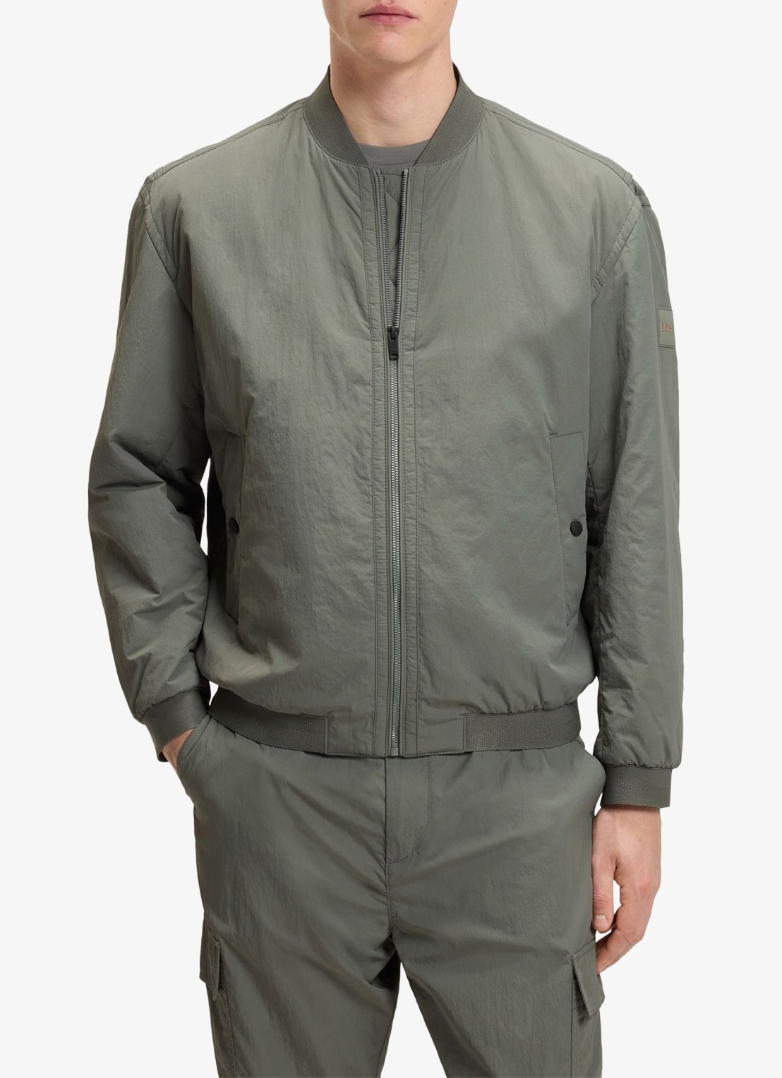 BOSS Bomber jack met logo - detail 3 grijs