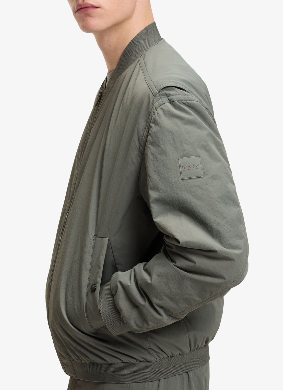 BOSS Bomber jack met logo - detail 5 grijs