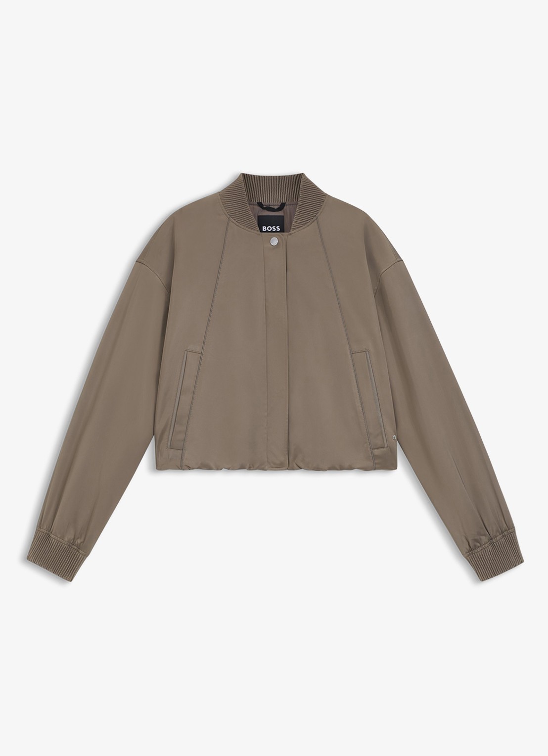 BOSS Bomber jack met steekzakken en glanzende finish - voorkant 5 brown overflow-915 / bruin