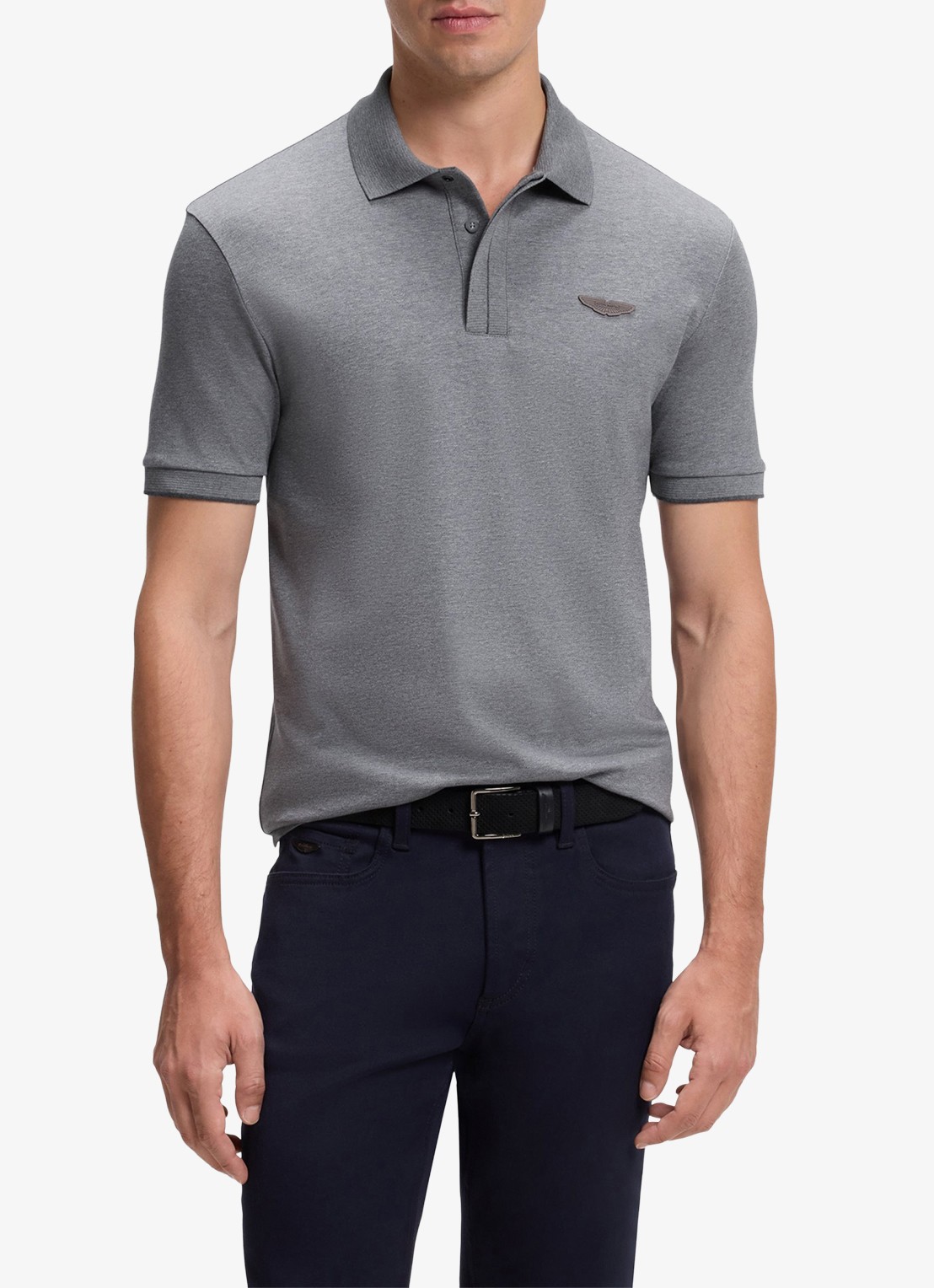 BOSS BOSS x ASTON MARTIN regular fit polo met logo - detail 2 middengrijs