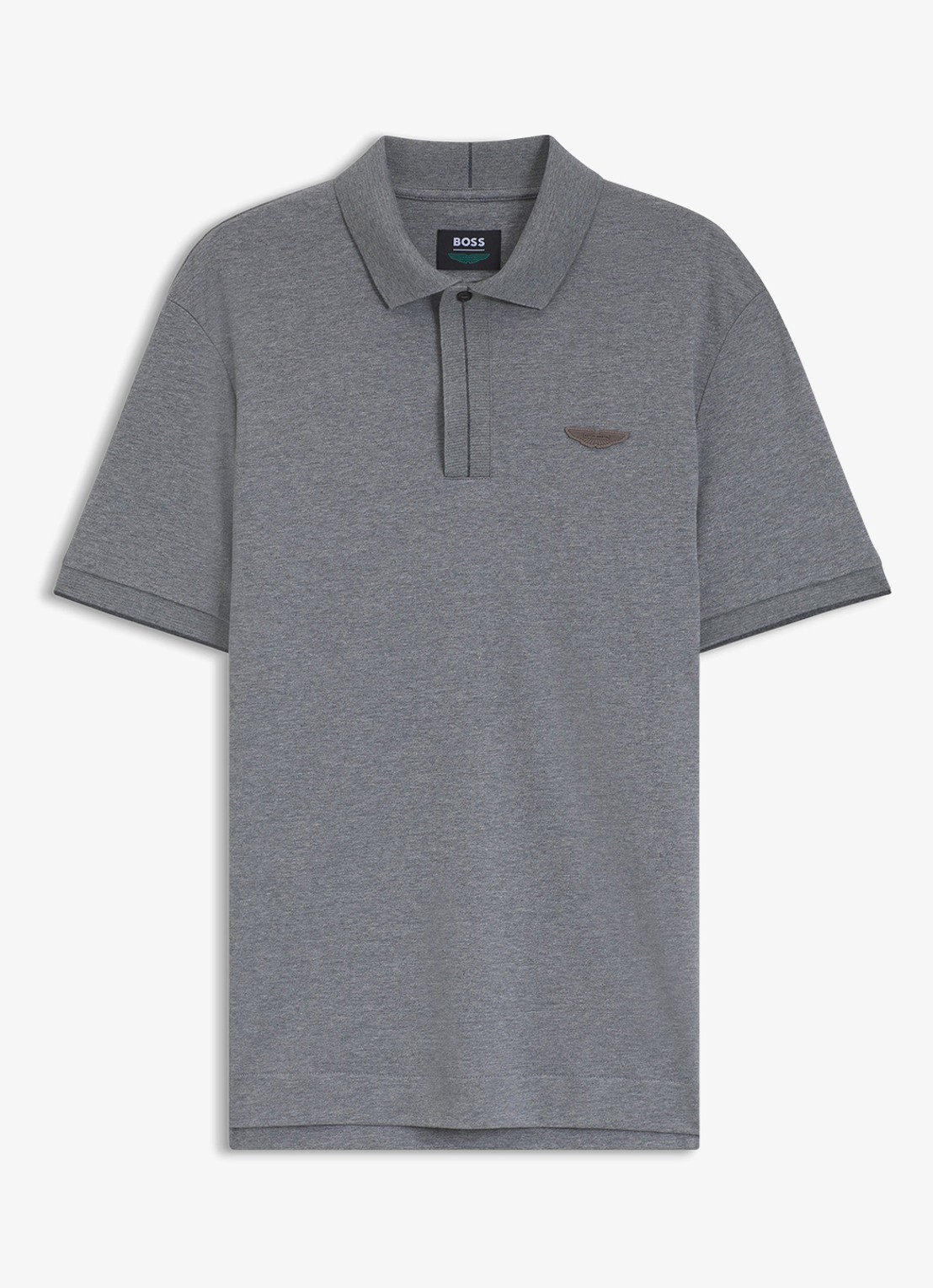 BOSS BOSS x ASTON MARTIN regular fit polo met logo - voorkant middengrijs