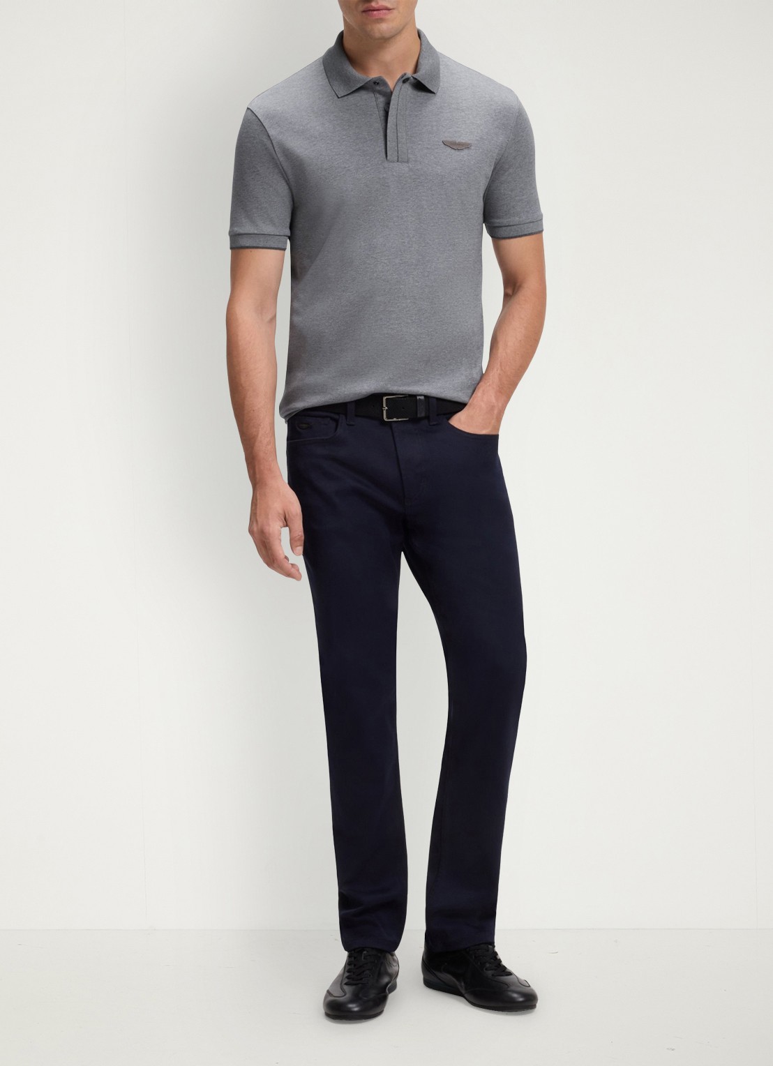 BOSS BOSS x ASTON MARTIN regular fit polo met logo - voorkant 5 middengrijs