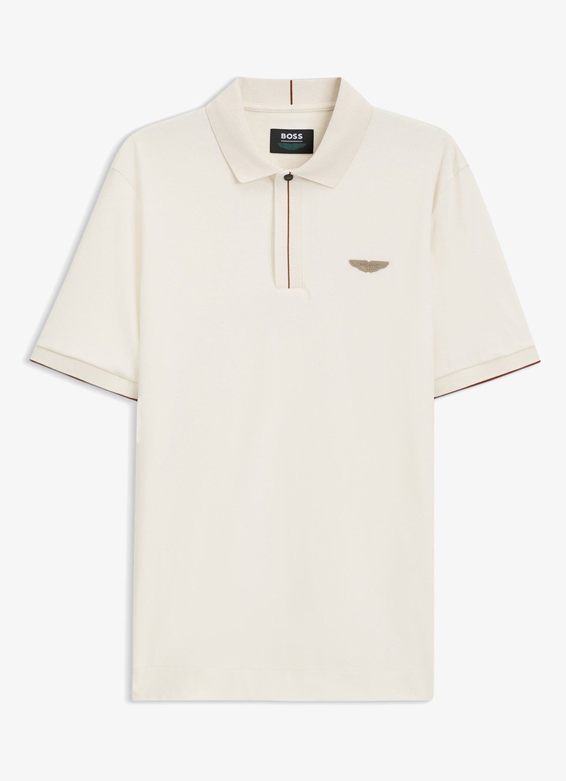 BOSS BOSS x ASTON MARTIN regular fit polo met logo - voorkant gebroken wit