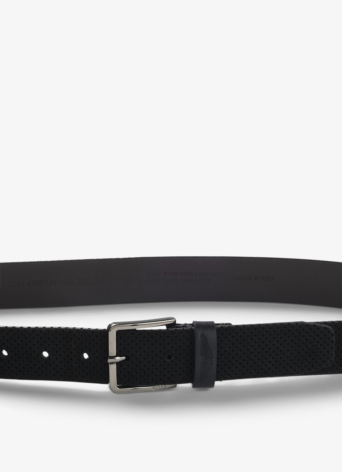 BOSS BOSS x ASTON MARTIN riem van leer - achterkant 3 zwart