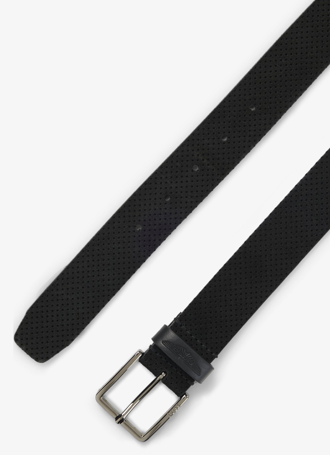 BOSS BOSS x ASTON MARTIN riem van leer - voorkant 2 zwart