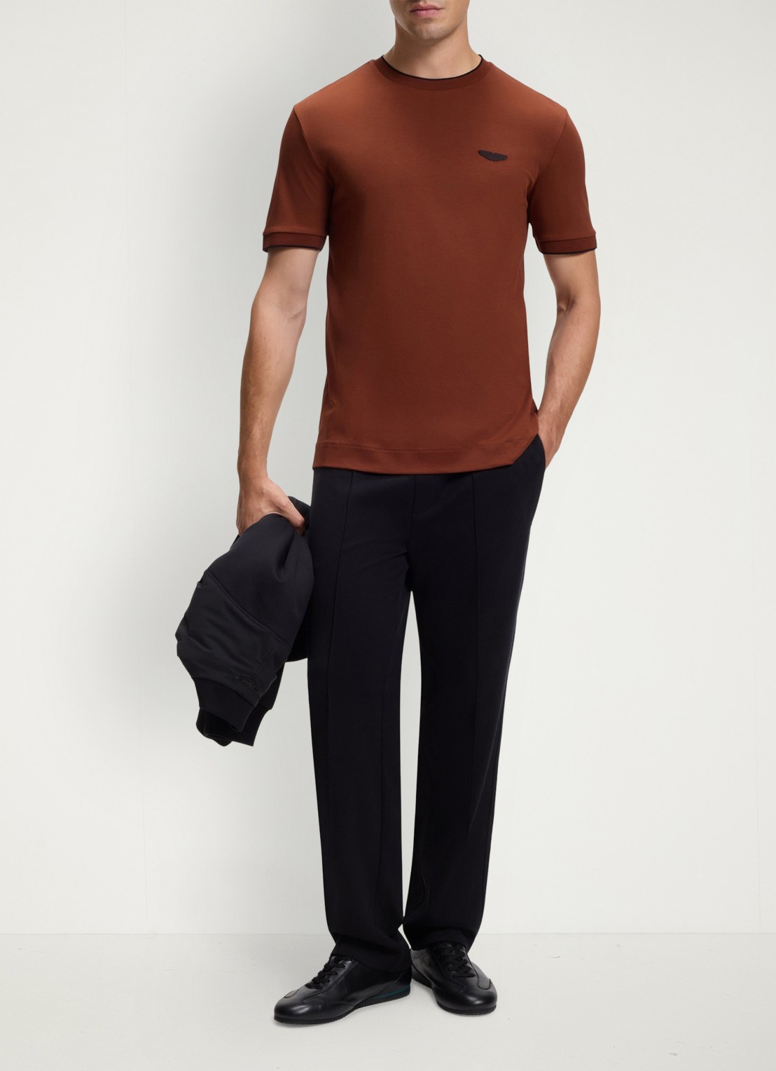 BOSS BOSS x ASTON MARTIN T-shirt met gestreept detail - voorkant 2 bruin