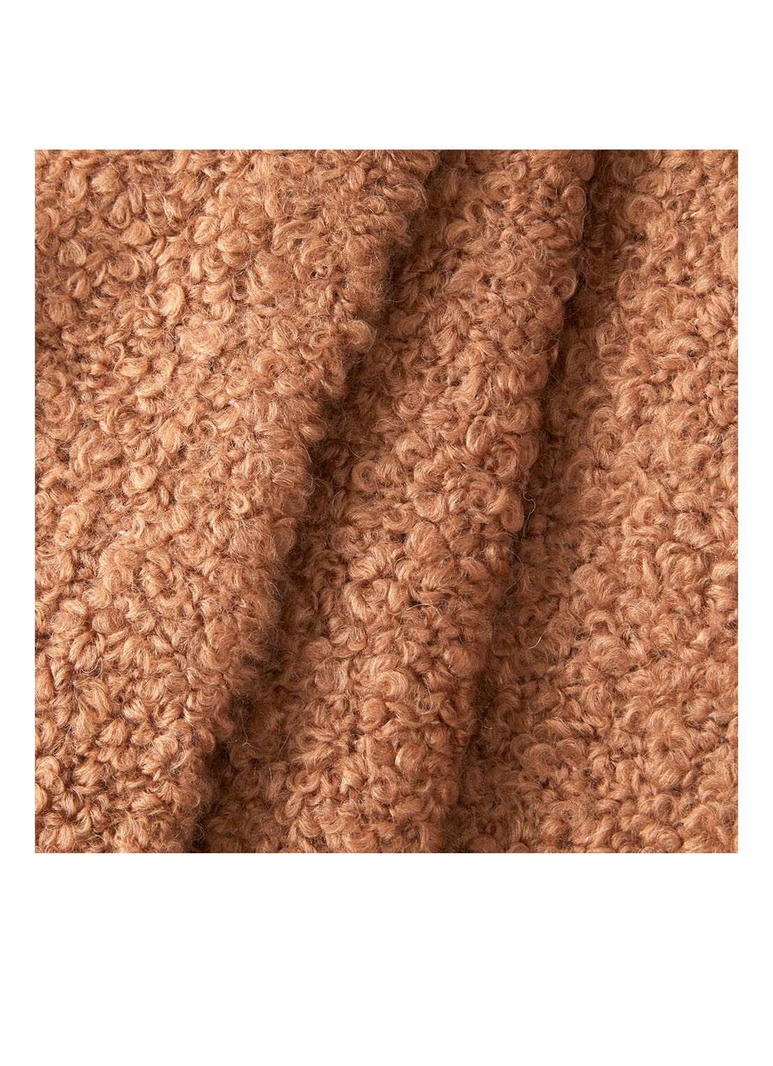 BOSS Boucle plaid in wolblend 130 x 170 cm - achterkant 5 oranjebruin