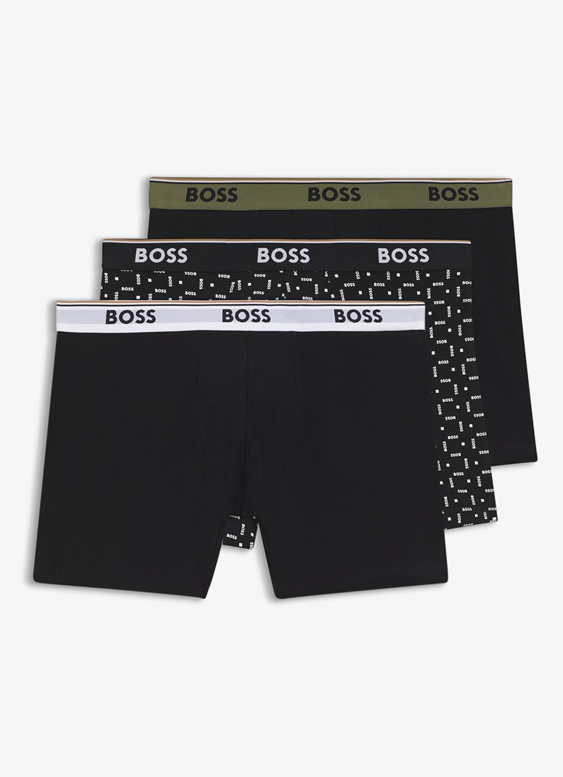 BOSS Boxershort met logoband in 3-pack - voorkant 5 zwart