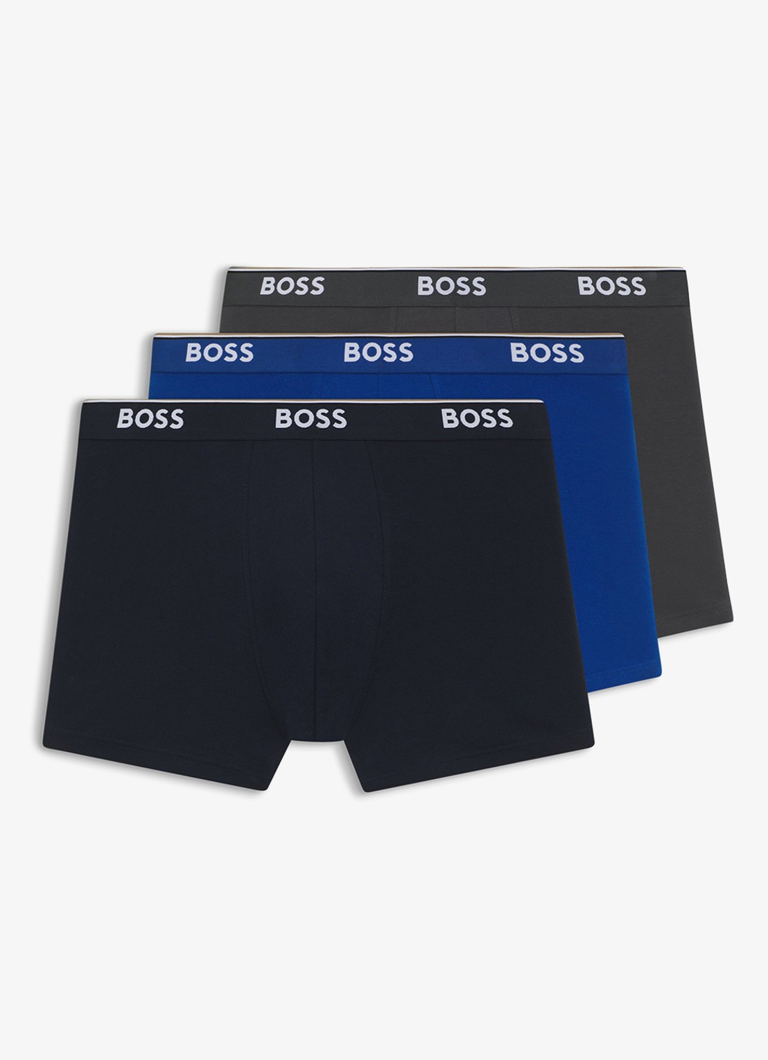 BOSS Boxershorts met logoband in 3-pack - voorkant 2 blauw