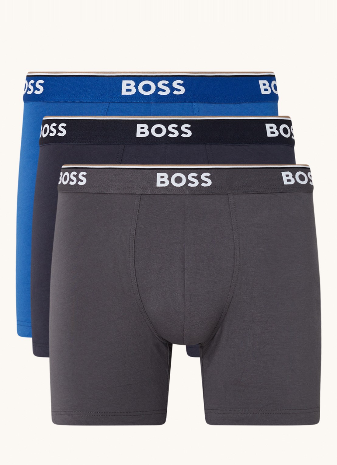 BOSS Boxershorts met logoband in 3-pack - voorkant 4 blauw