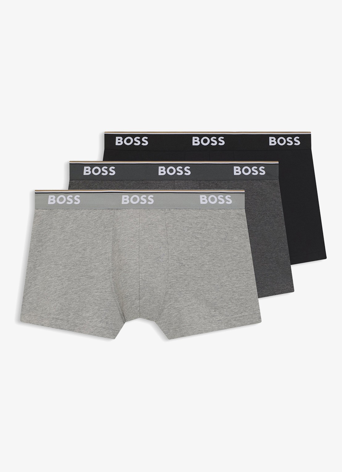 BOSS Boxershorts met logoband in 3-pack - voorkant donkergrijs