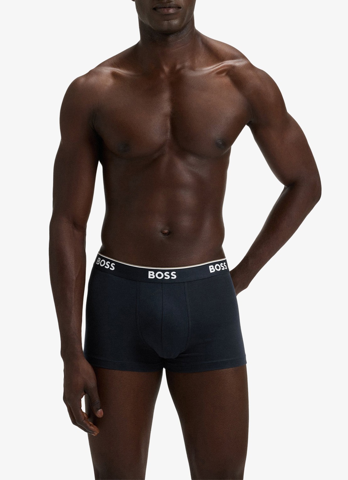 BOSS Boxershorts met logoband in 3-pack - voorkant 2 blauwgrijs