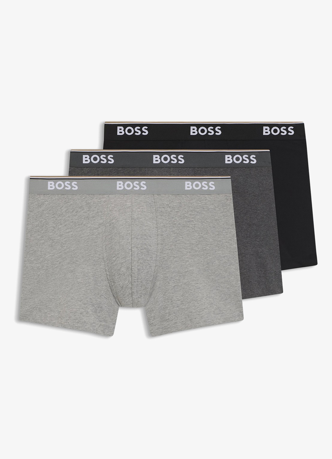 BOSS Boxershorts met logoband in 3-pack - voorkant 4 grijs