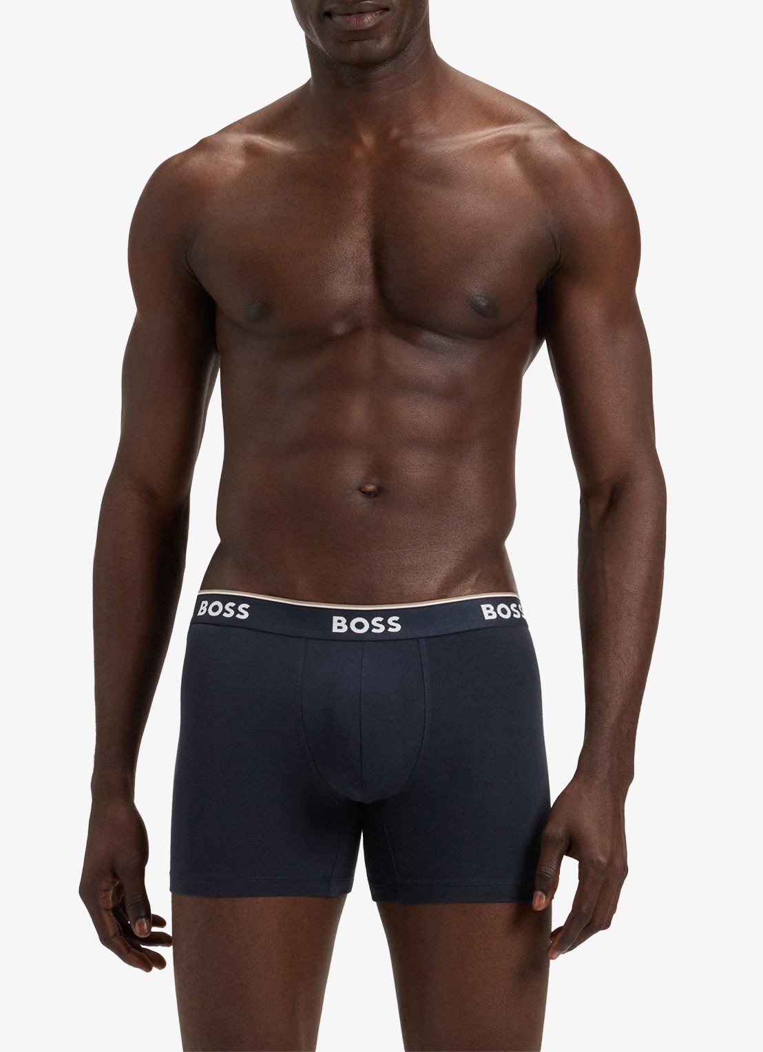BOSS Boxershorts met logoband in 3-pack - voorkant 3 blauwgrijs