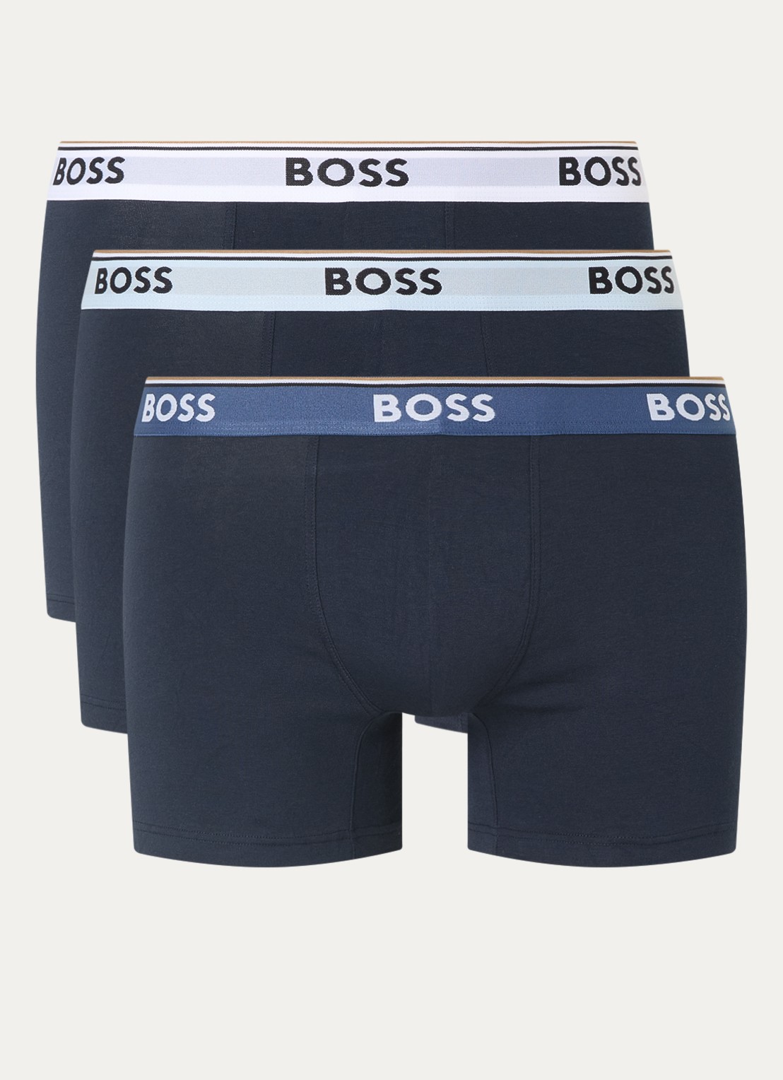 BOSS Boxershorts met logoband in 3-pack - voorkant 3 donkerblauw