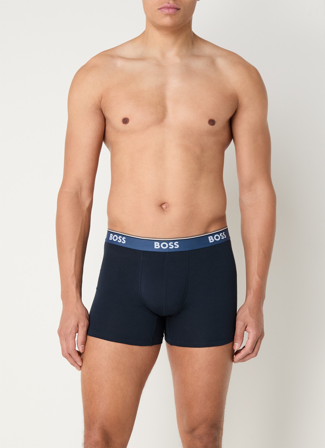 BOSS Boxershorts met logoband in 3-pack - voorkant 4 donkerblauw