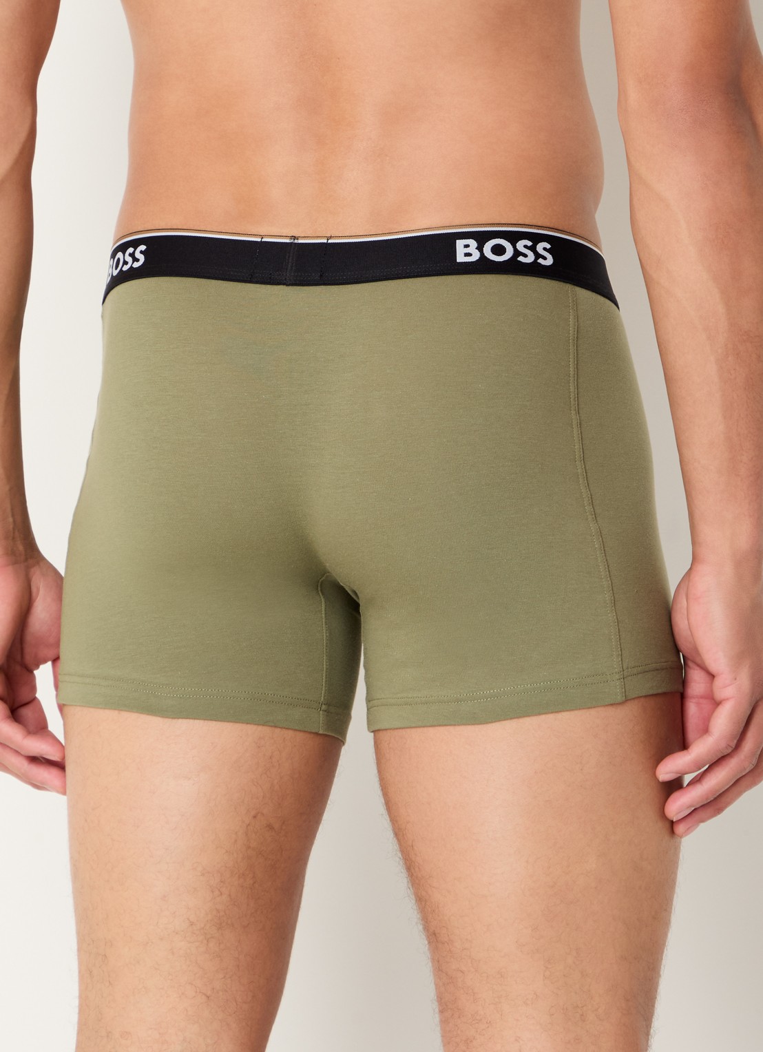 BOSS Boxershorts met logoband in 3-pack - achterkant olijfgroen