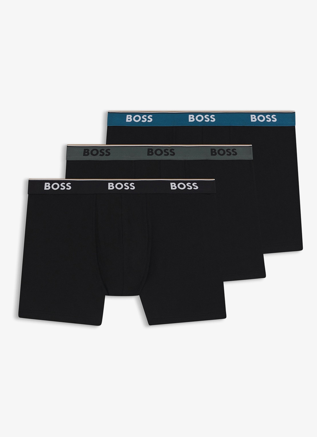 BOSS Boxershorts met logoband in 3-pack - voorkant 2 petrol