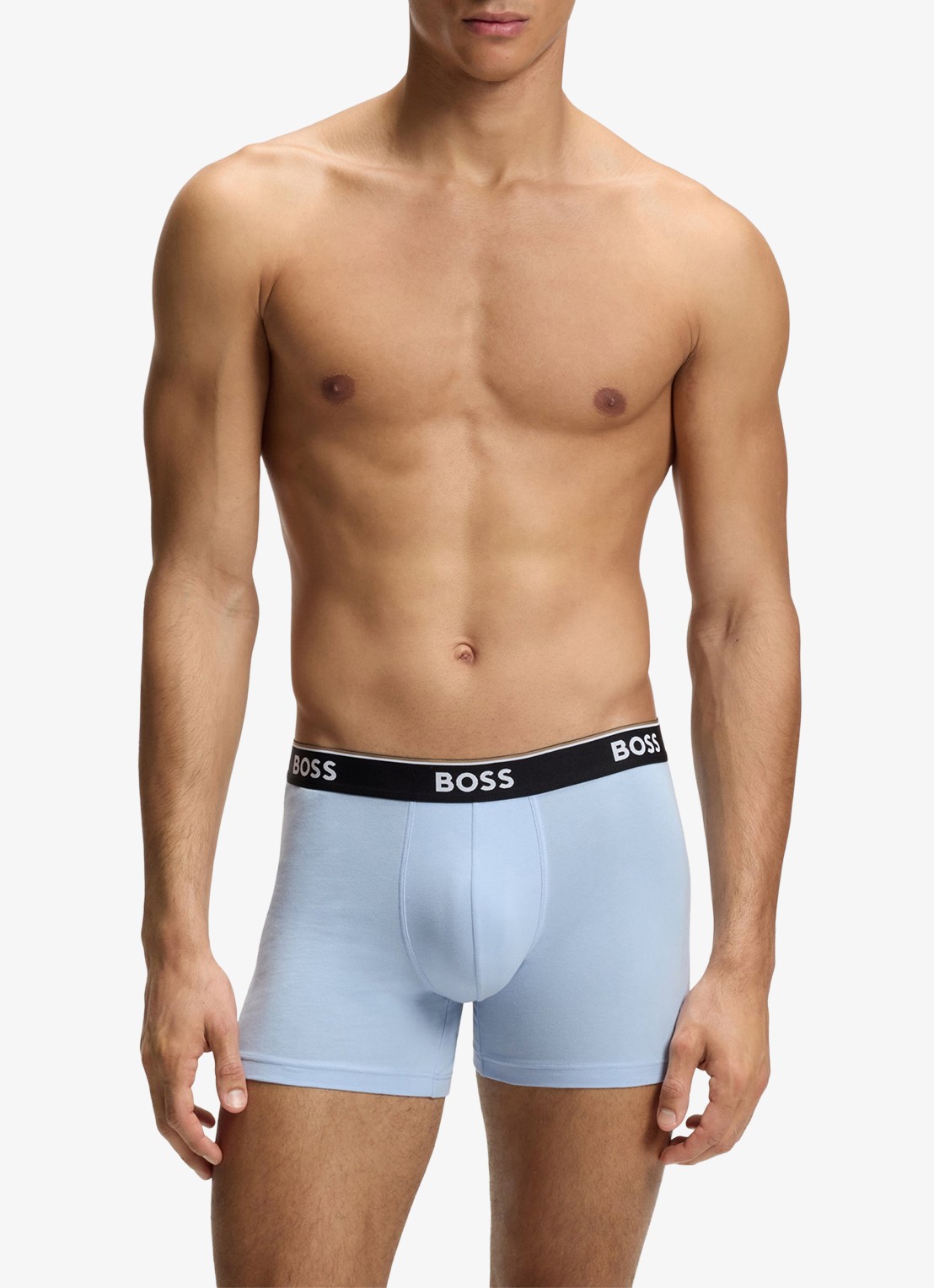 BOSS Boxershorts met logoband in 3-pack - voorkant 2 open blue-462 / blauw