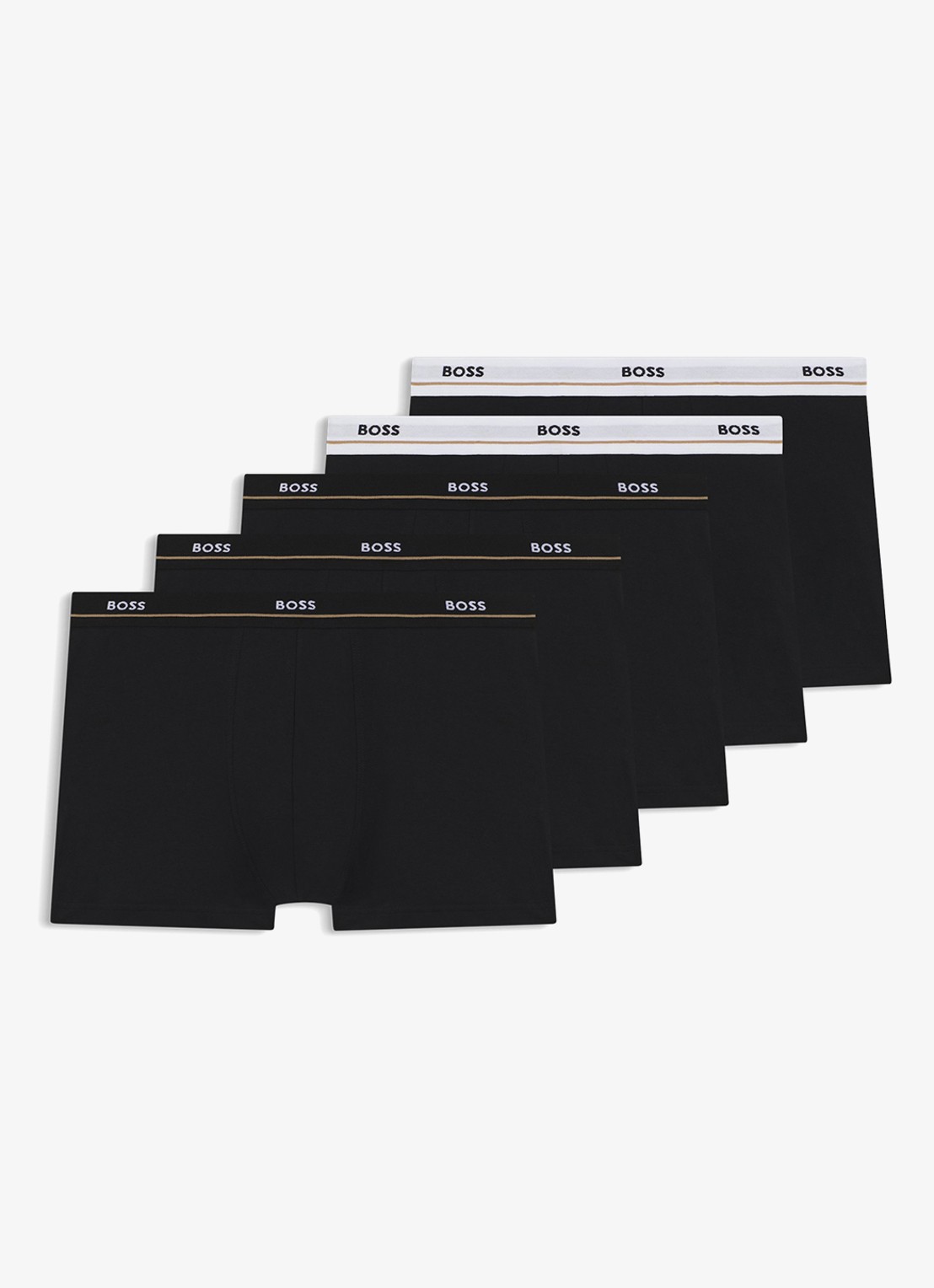 BOSS Boxershorts met logoband in 5-pack - voorkant 2 zwart