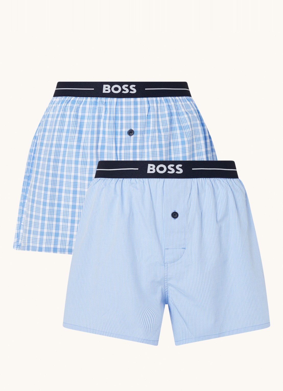 BOSS Boxershorts met print in 2-pack - voorkant 2 blauw