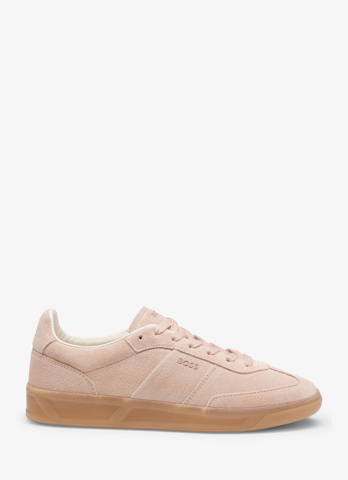 BOSS Brenta sneaker van suède - voorkant lichtroze