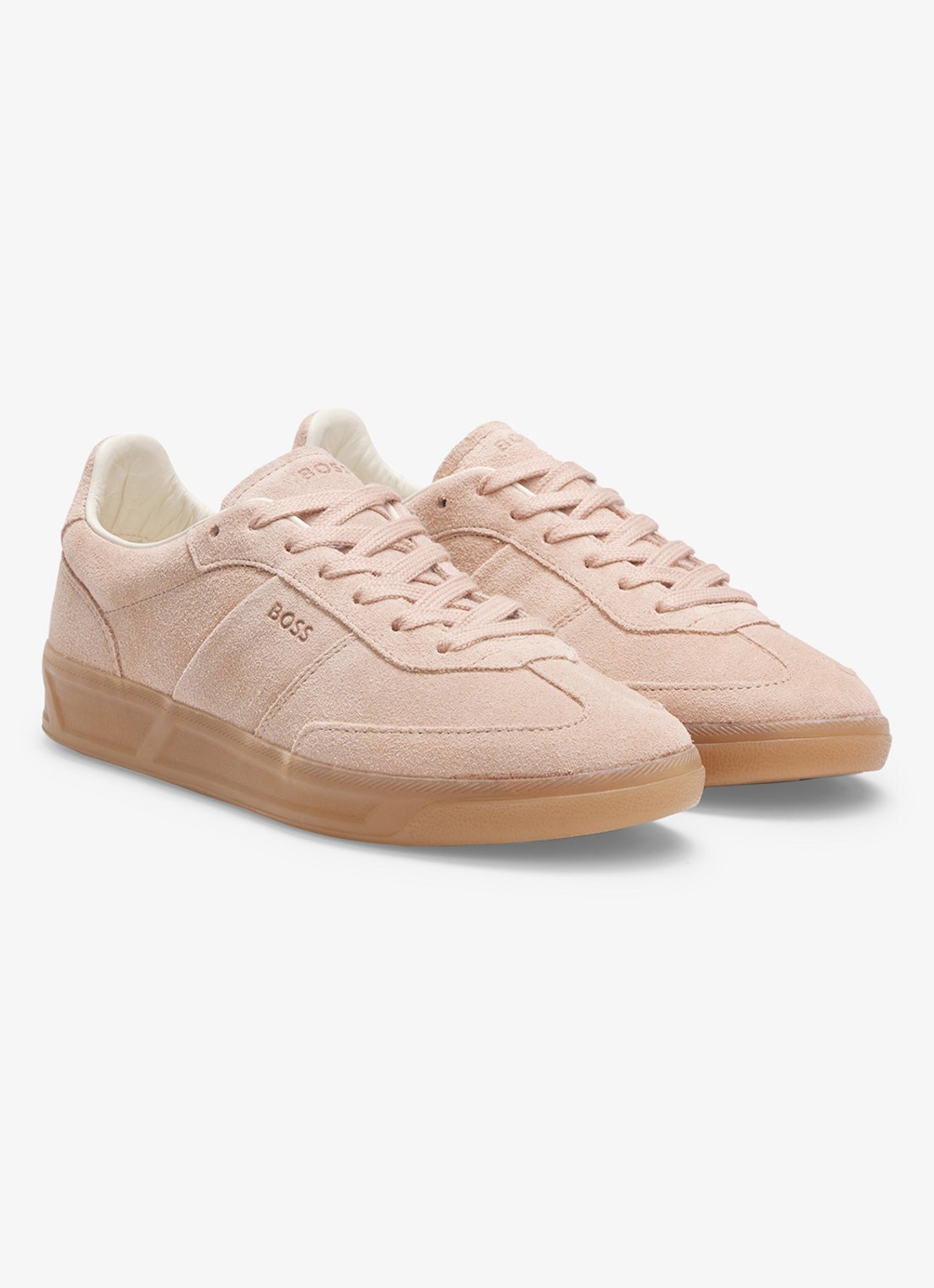 BOSS Brenta sneaker van suède - voorkant 2 lichtroze
