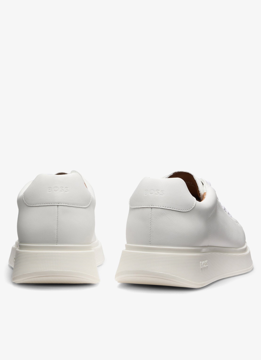 BOSS Bulton Runn sneaker van leer  - achterkant 4 gebroken wit