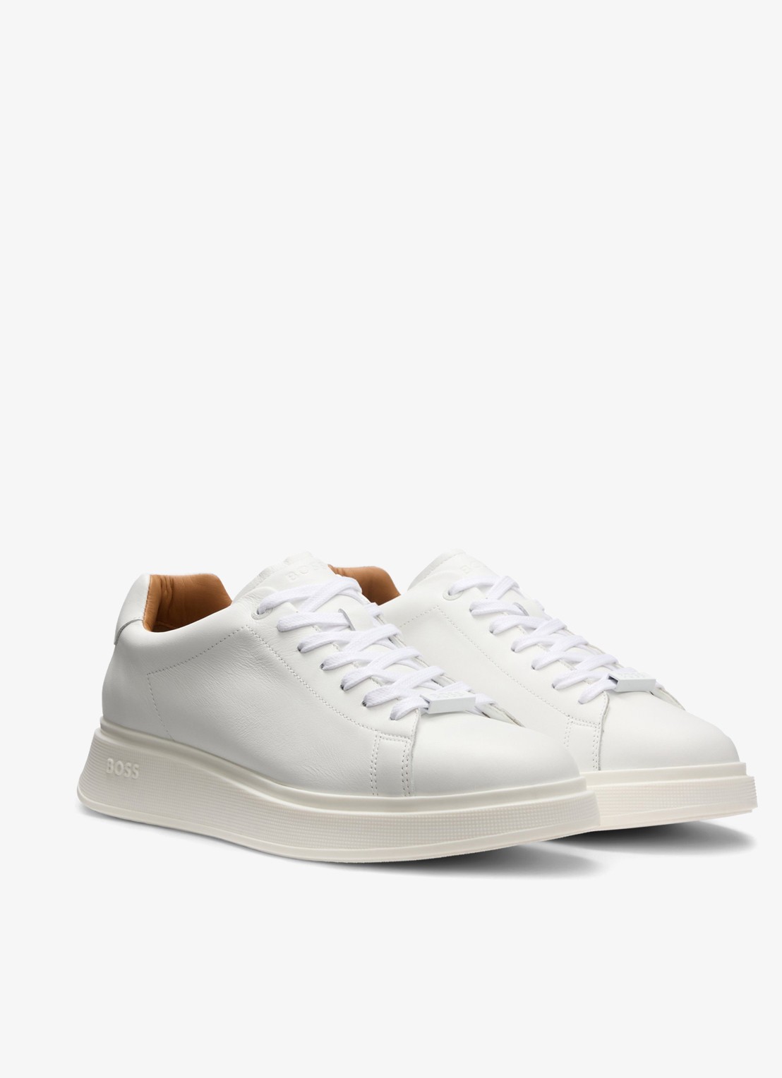 BOSS Bulton Runn sneaker van leer  - detail gebroken wit
