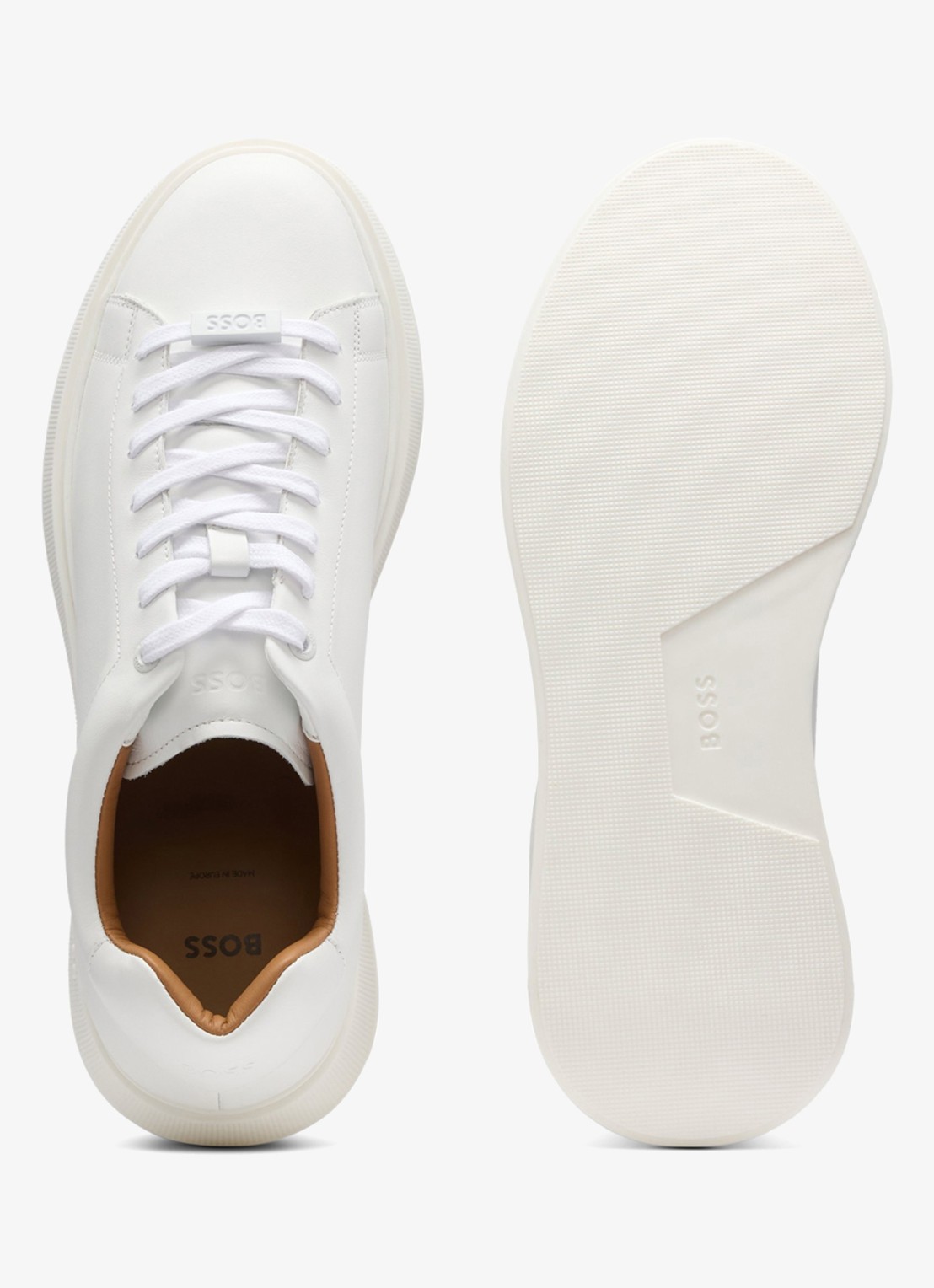 BOSS Bulton Runn sneaker van leer  - detail 2 gebroken wit