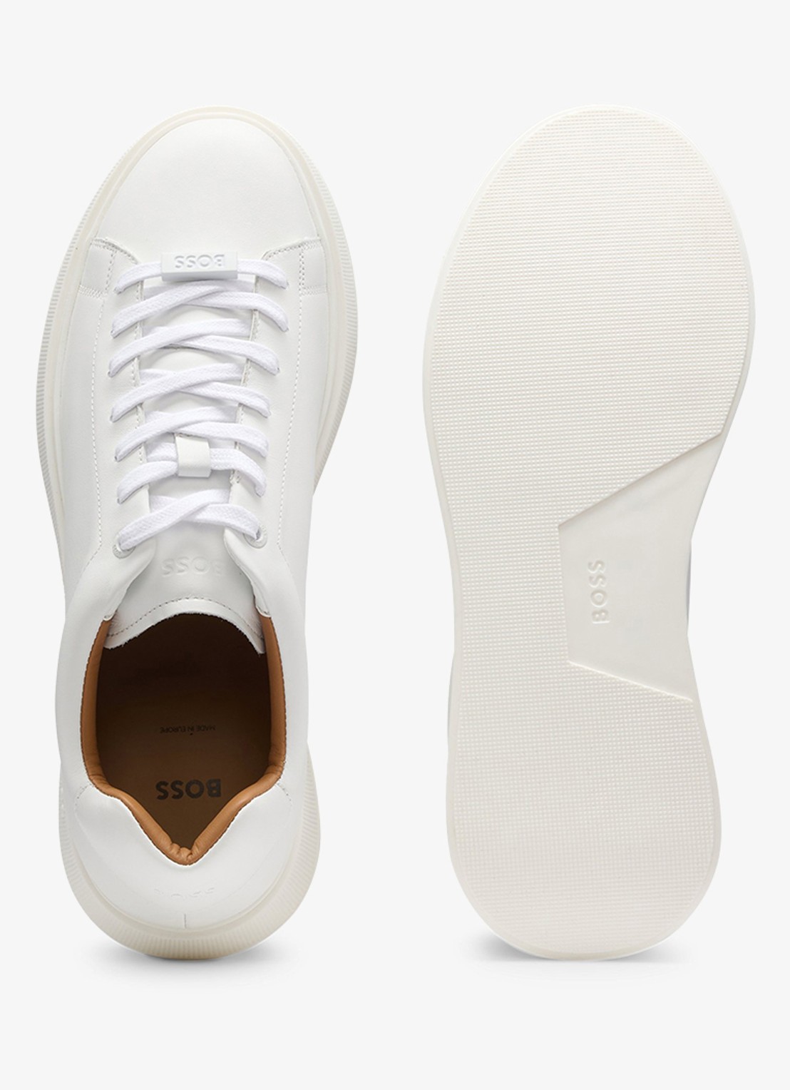 BOSS Bulton Runn sneaker van leer  - detail 3 gebroken wit