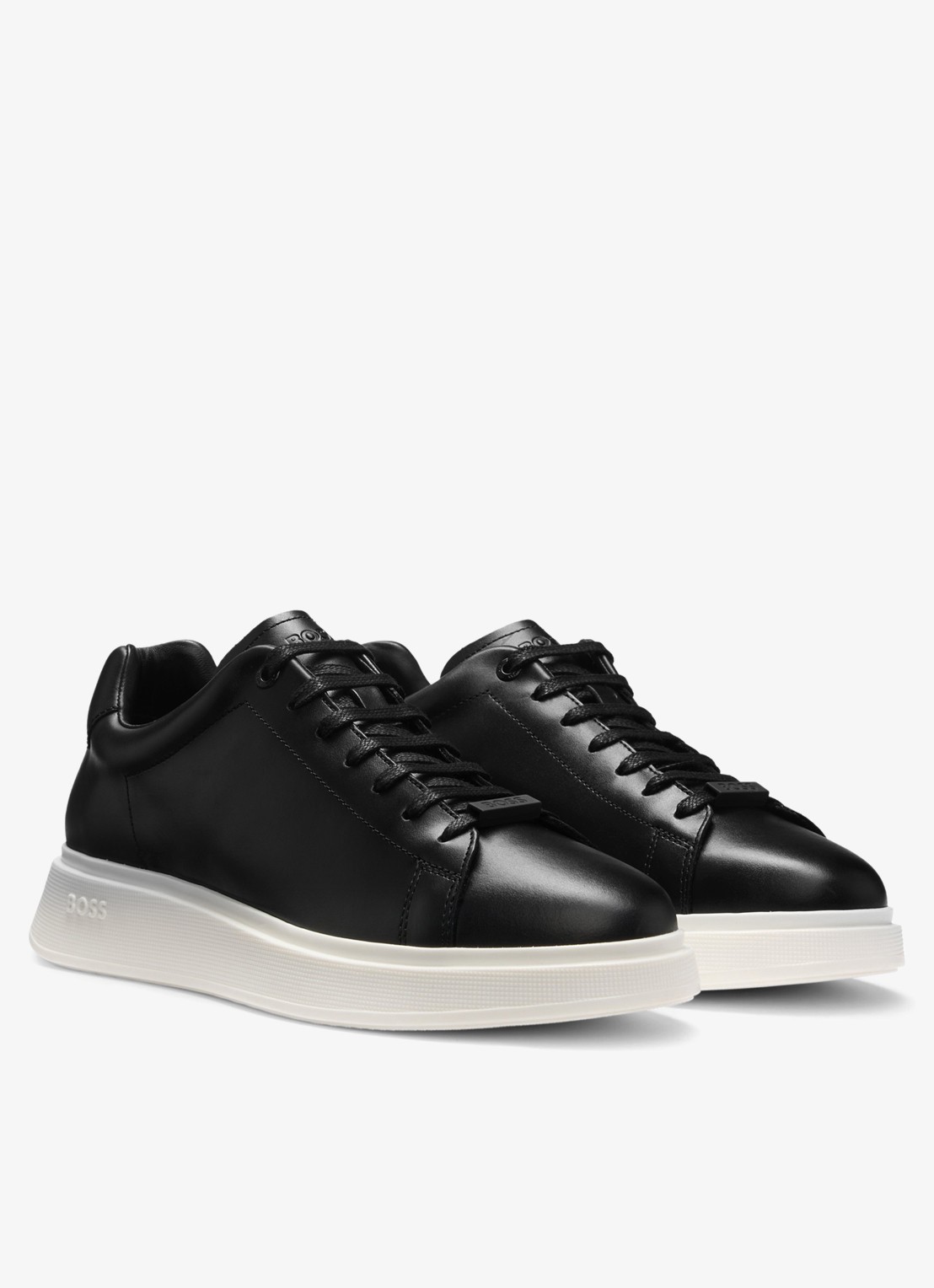 BOSS Bulton Runn sneaker van leer  - detail 3 zwart