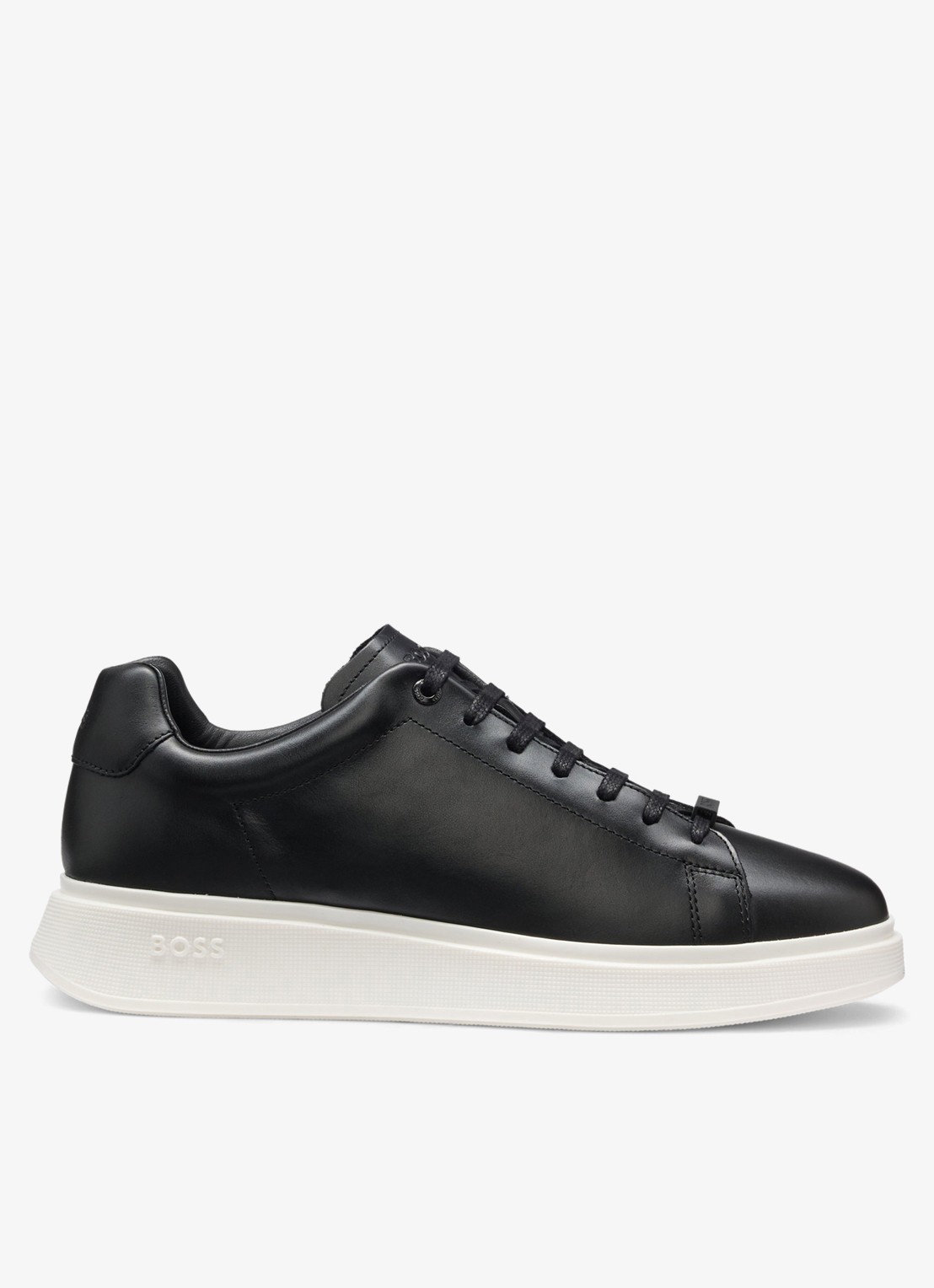 BOSS Bulton Runn sneaker van leer  - voorkant zwart