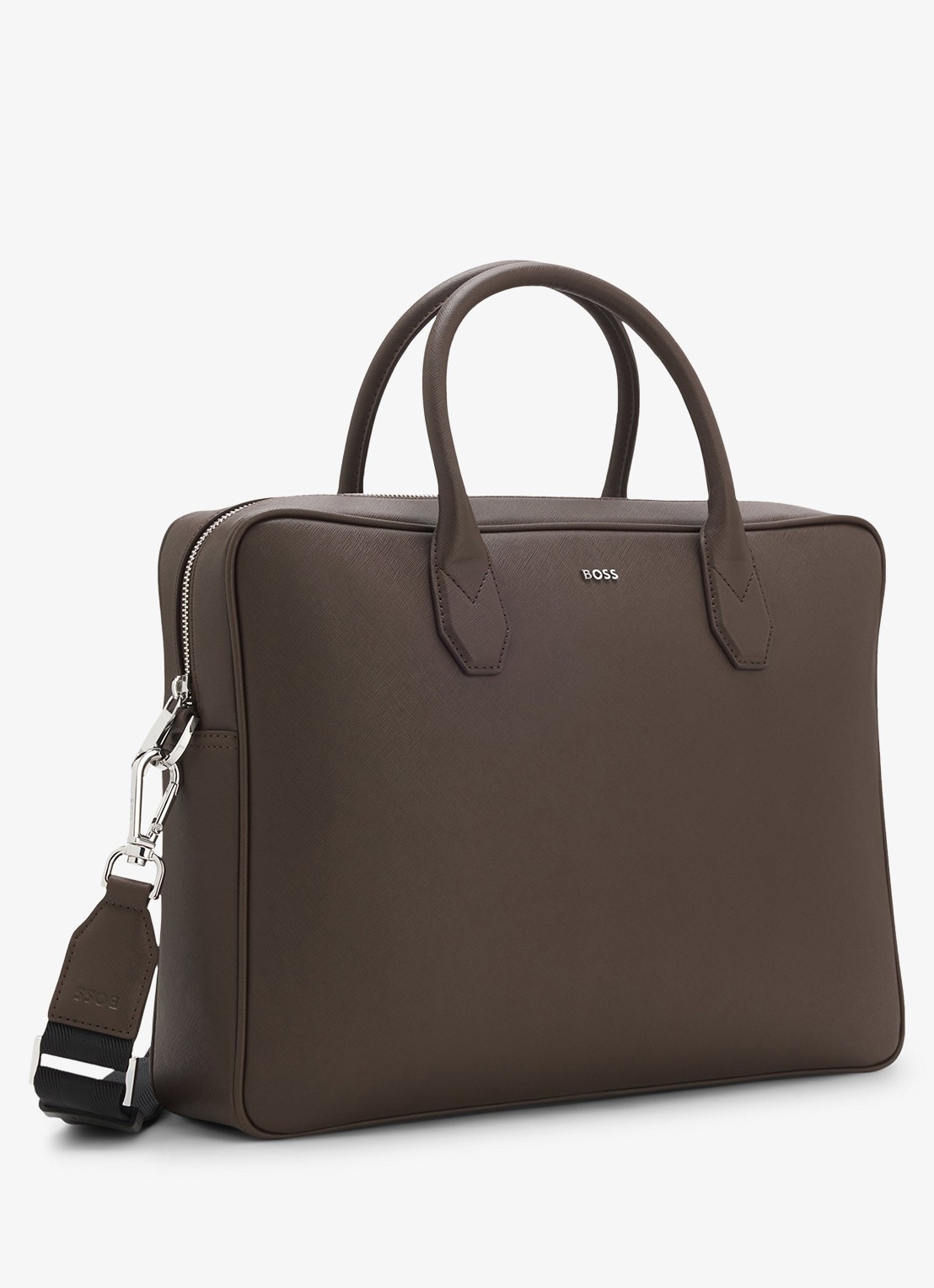 BOSS Businesstas van leer - detail 3 dark brown-209 / bruin