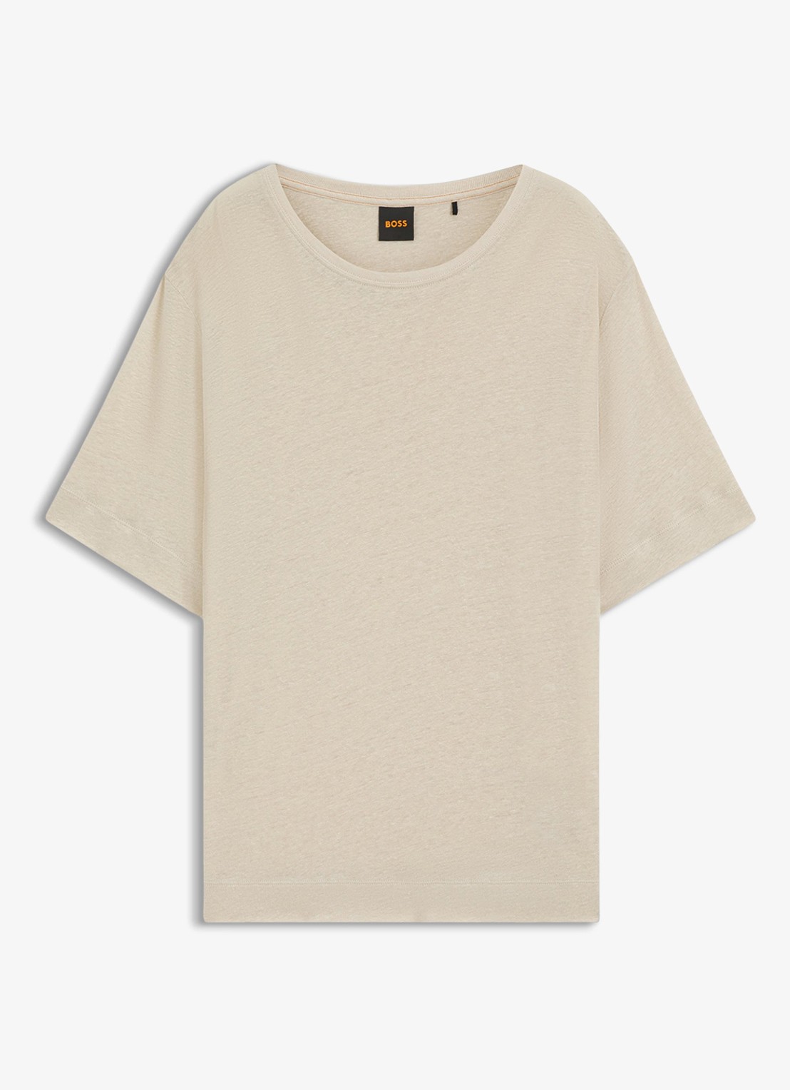 BOSS C_Emma T-shirt van linnen  - voorkant open beige-287 / beige