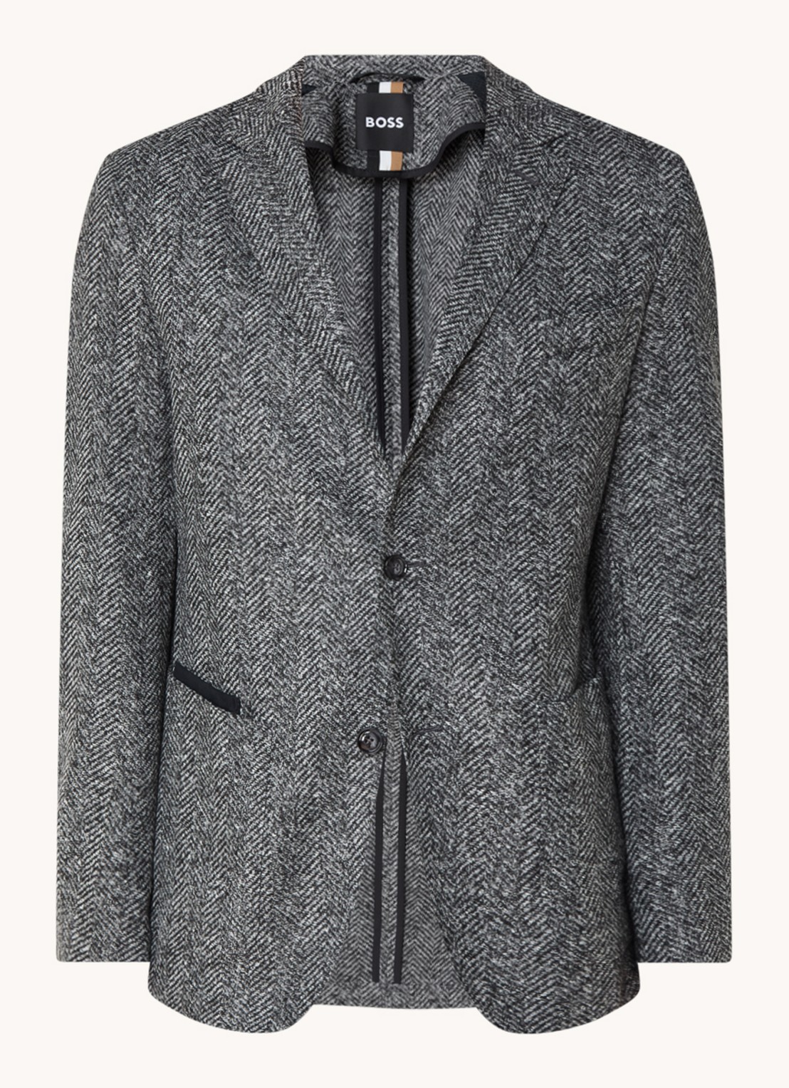 BOSS C-Jaye regular fit colbert in scheerwolblend - voorkant grijs