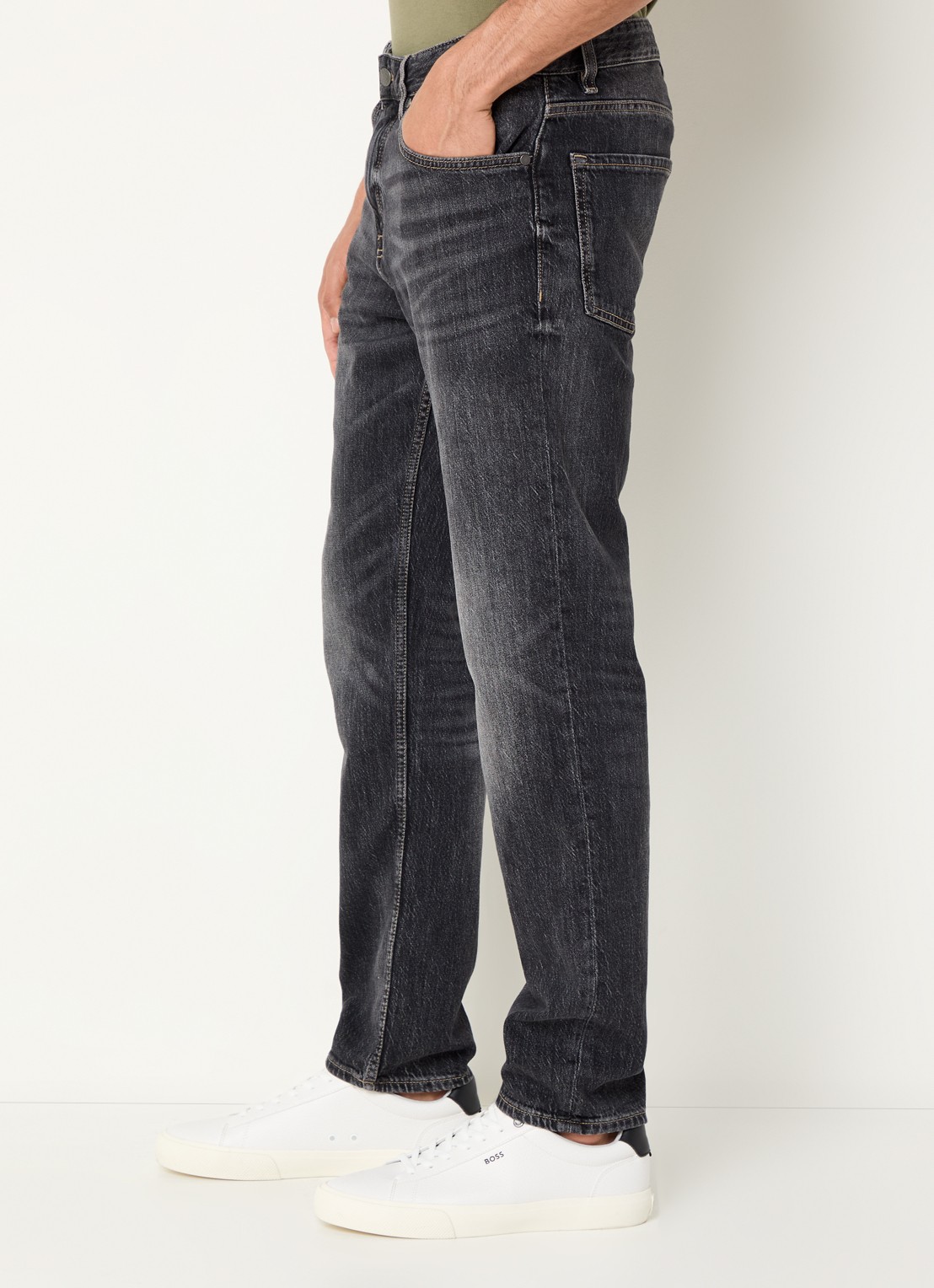 BOSS C-Re.Maine straight leg jeans met gekleurde wassing - detail 3 antraciet