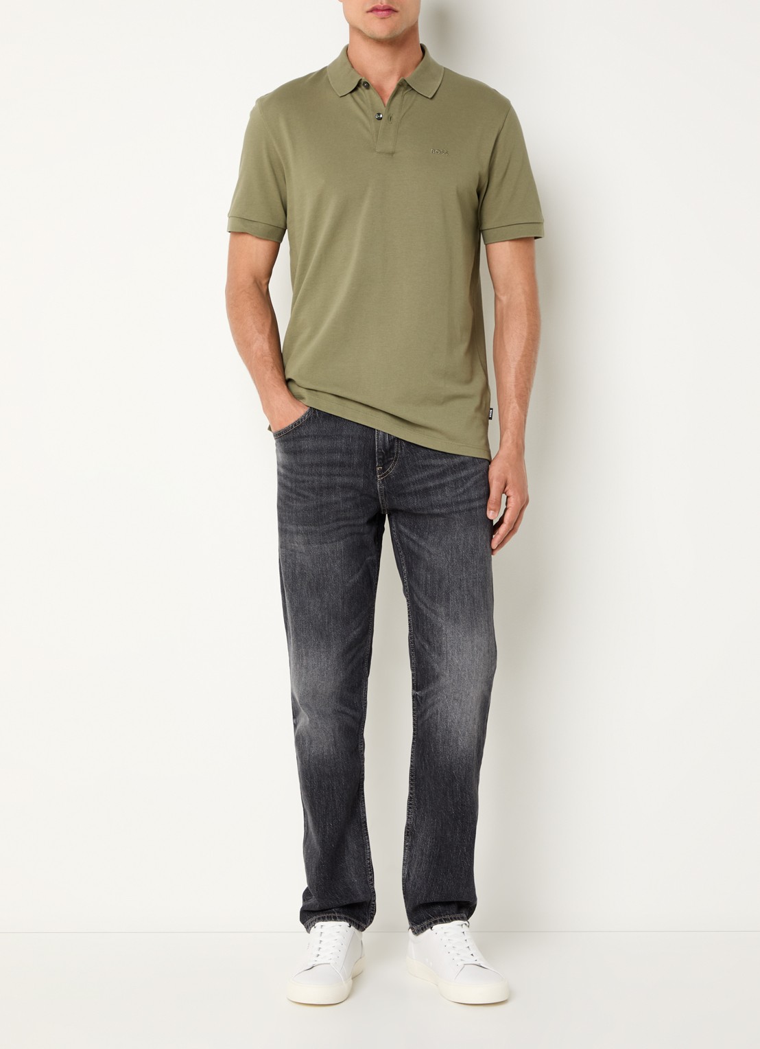 BOSS C-Re.Maine straight leg jeans met gekleurde wassing - voorkant 5 antraciet
