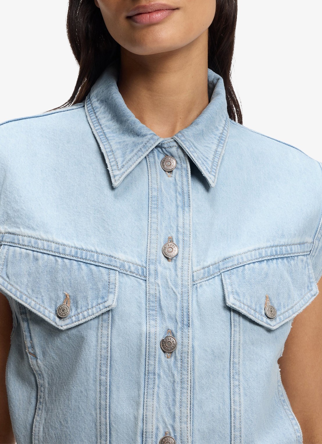 BOSS C_VEST 1.0 spijkerjas van katoen - detail 5 bright blue-433 / blauw