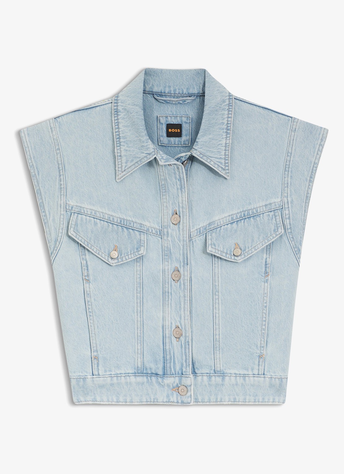BOSS C_VEST 1.0 spijkerjas van katoen - voorkant 2 bright blue-433 / blauw