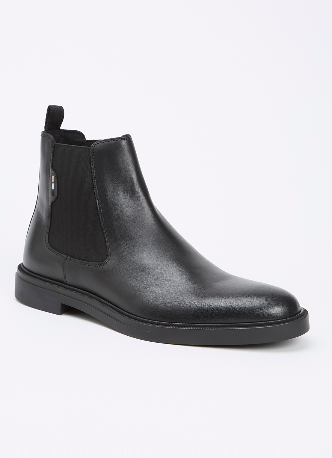 BOSS Calev chelsea boot van leer - voorkant 2 zwart
