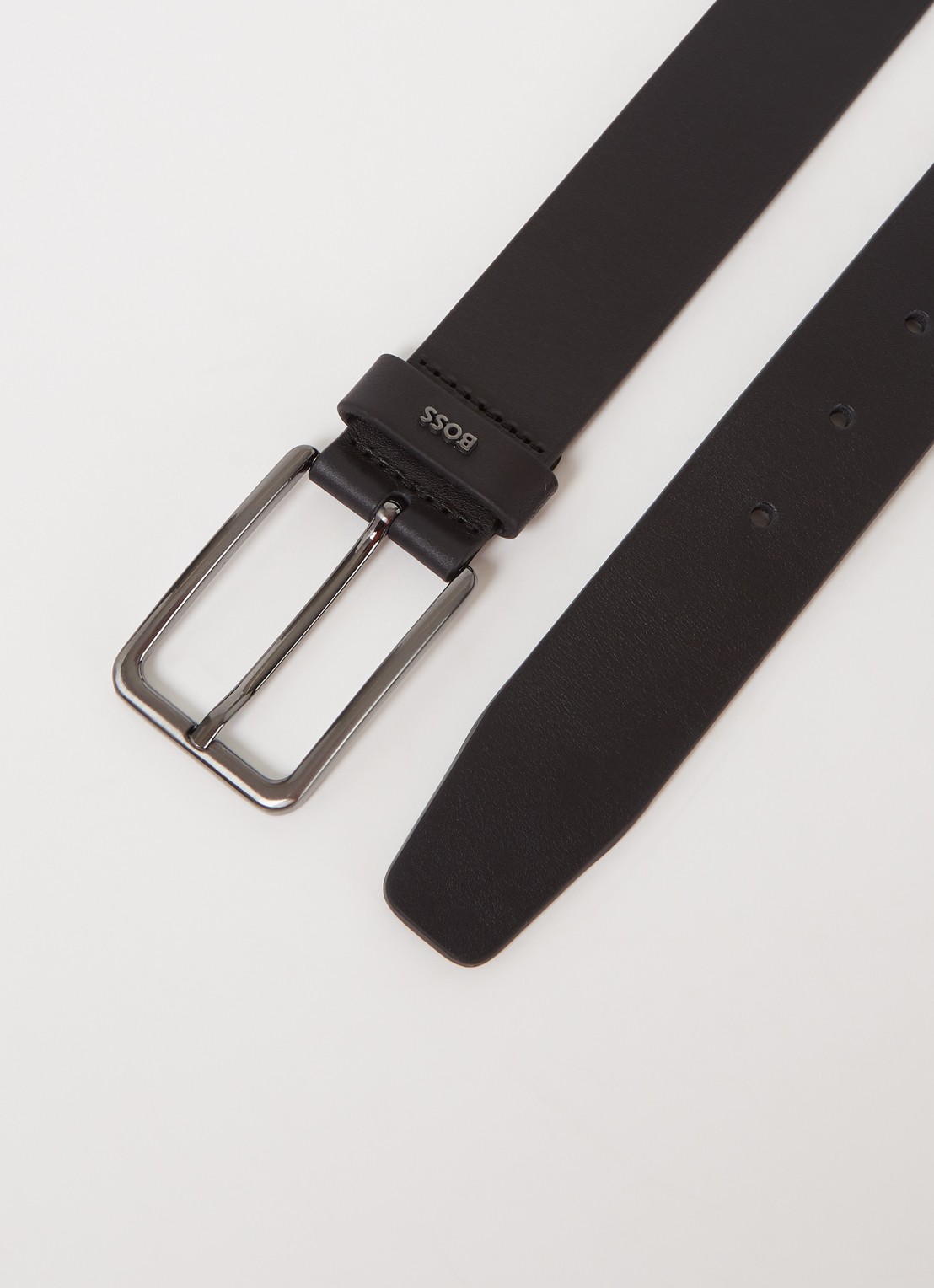 BOSS Calis riem van leer - detail zwart