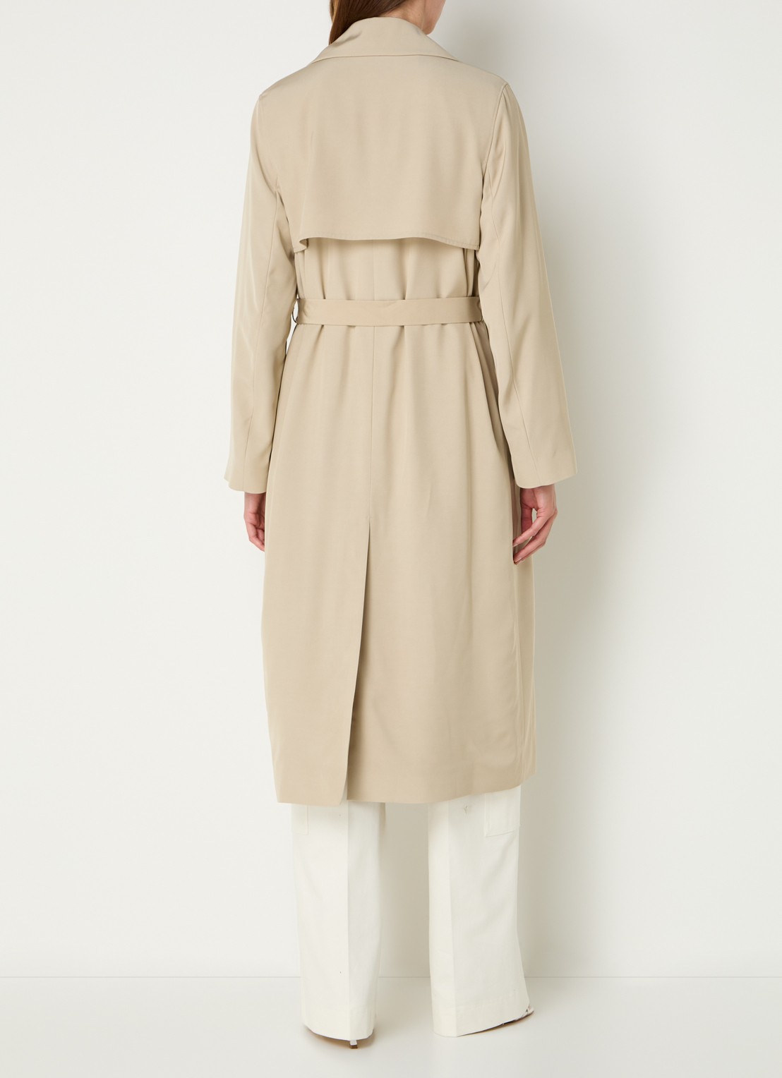 BOSS Calissya trenchcoat met strikceintuur - achterkant beige