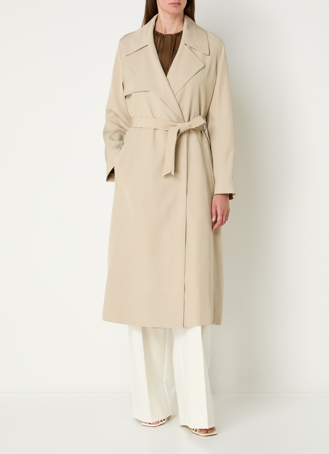 BOSS Calissya trenchcoat met strikceintuur - detail 2 beige
