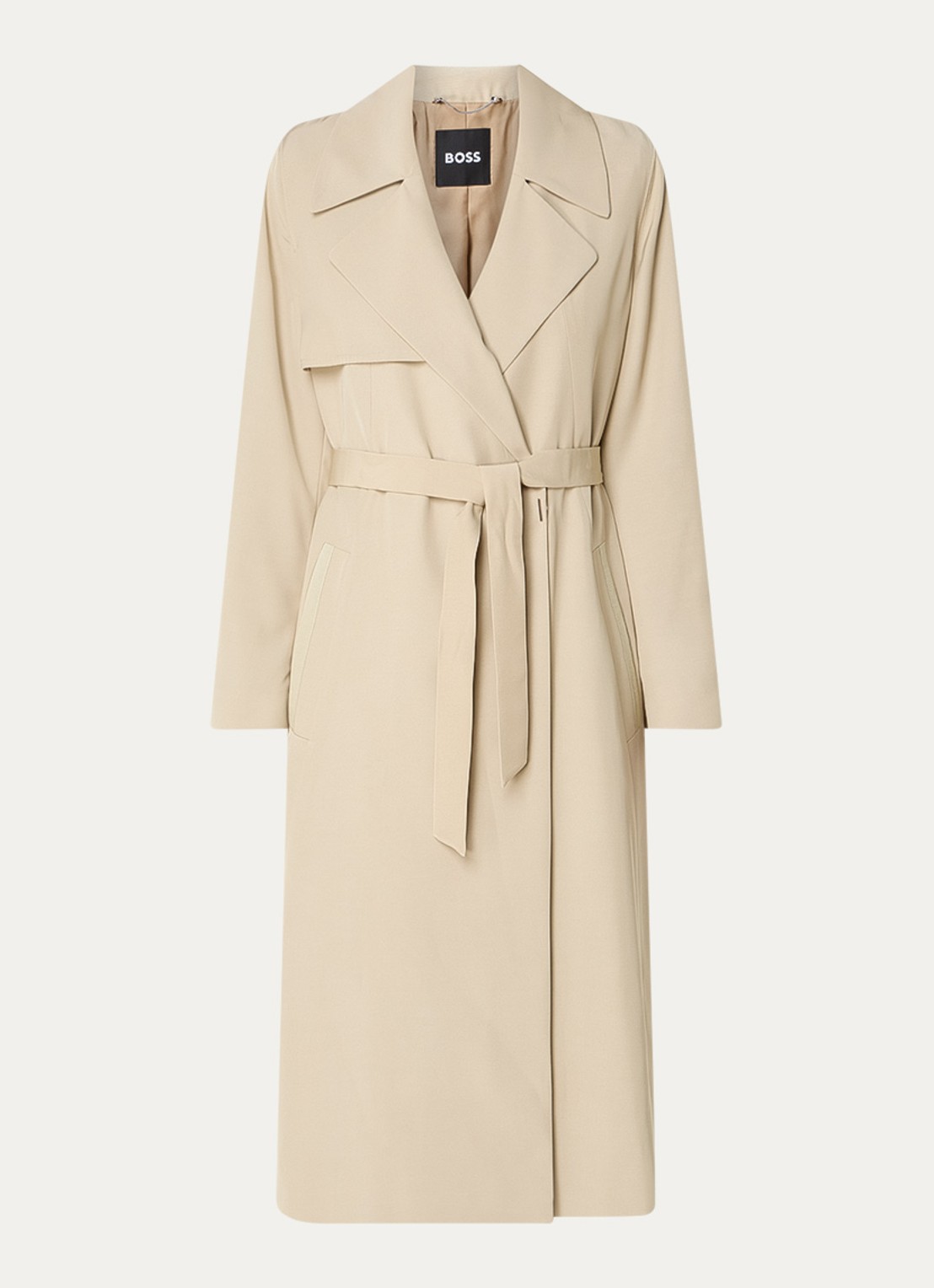 BOSS Calissya trenchcoat met strikceintuur - voorkant 3 beige