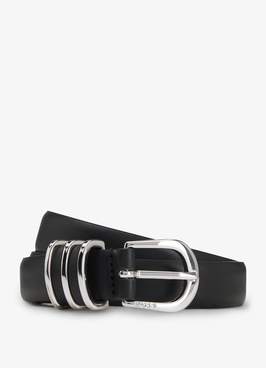 BOSS Carol riem van leer - voorkant 3 zwart