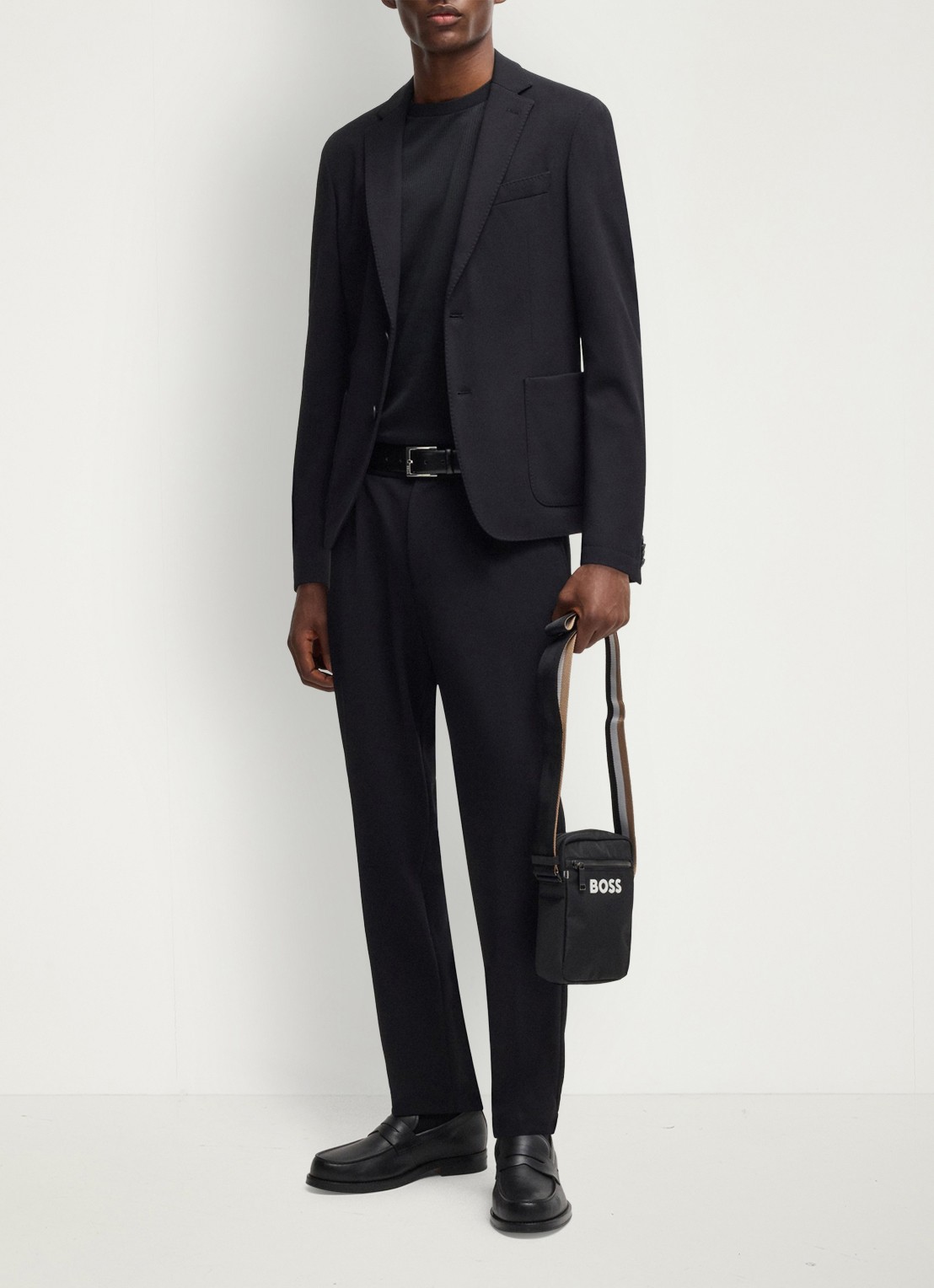 BOSS Catch 3.0 crossbodytas met logo  - voorkant 2 zwart