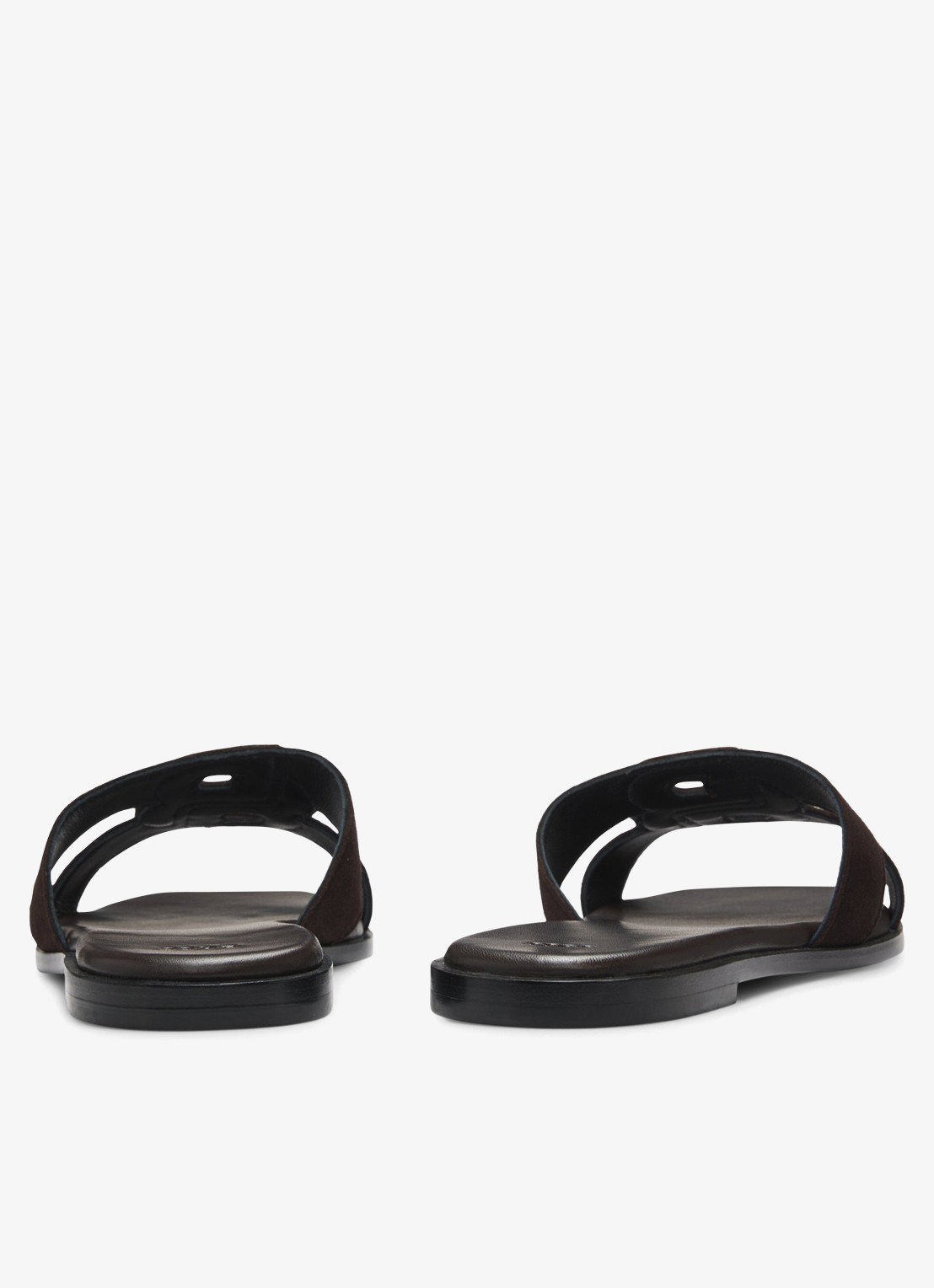 BOSS Charlize slipper van suède met logo - detail 4 dark brown-207 / bruin