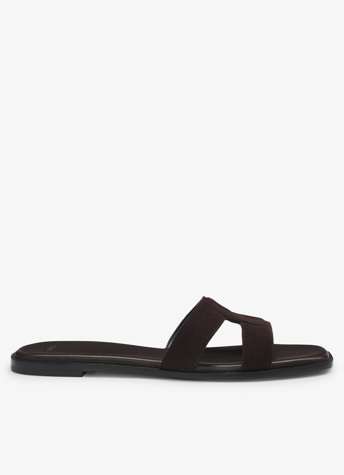 BOSS Charlize slipper van suède met logo - detail 5 dark brown-207 / bruin